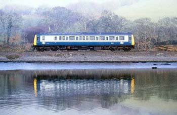 26 Looe branch first train of day in morning mist near Trul
